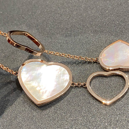 HAPPY HEART WHITE MOP PINK GOLD BRACELET