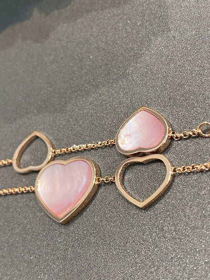 HAPPY HEART PINK MOP PINK GOLD BRACELET