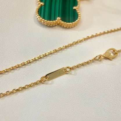 CLOVER MALACHITE GOLD NECKLACE