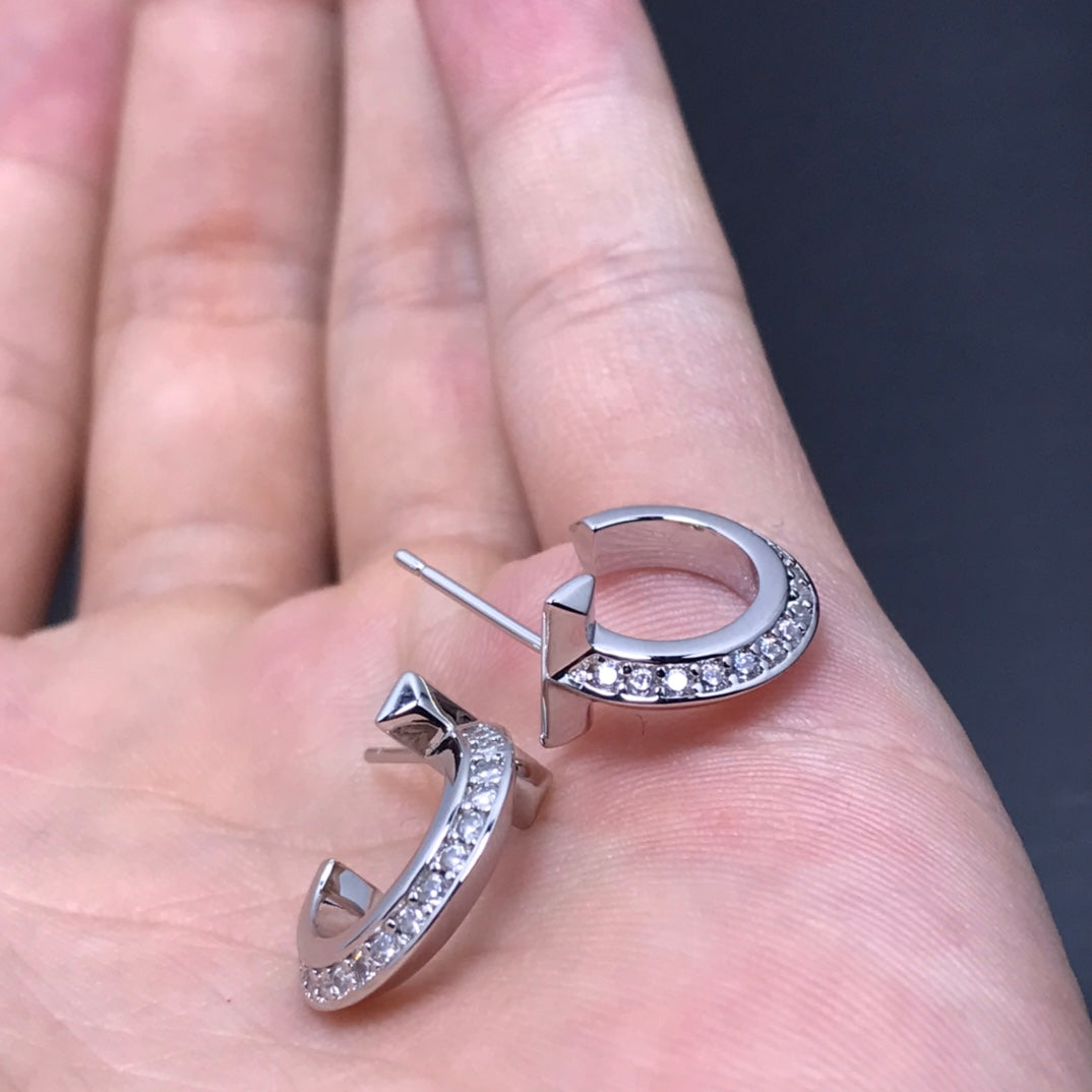 T HOOP DIAMOND EARRINGS