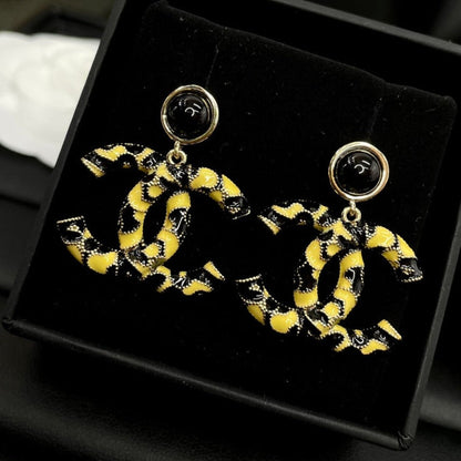 DOUBLE C YELLOW BLACK EARRINGS