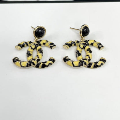 DOUBLE C YELLOW BLACK EARRINGS