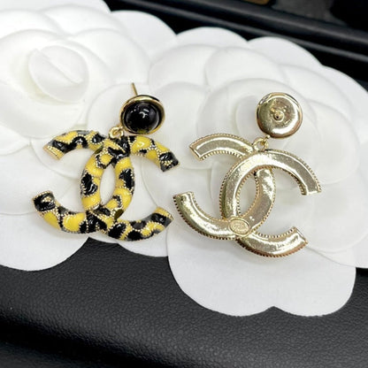 DOUBLE C YELLOW BLACK EARRINGS