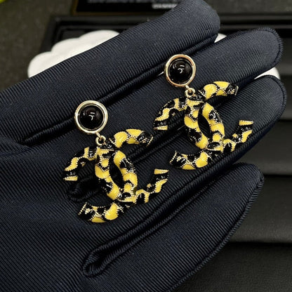 DOUBLE C YELLOW BLACK EARRINGS