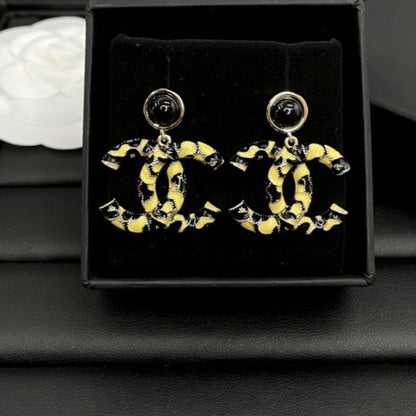 DOUBLE C YELLOW BLACK EARRINGS