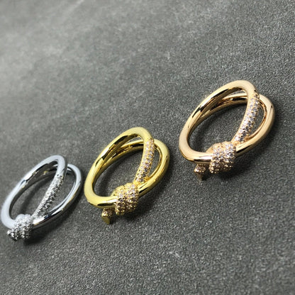 KNOT RING DOUBLE ROW DIAMOND