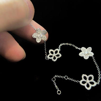 WILDFLOWER 4 MOTIFS SILVER DIAMOND BRACELET