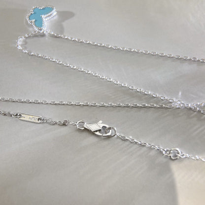 BUTTERFLY PEDANT SILVER TURQUOISE NECKLACE