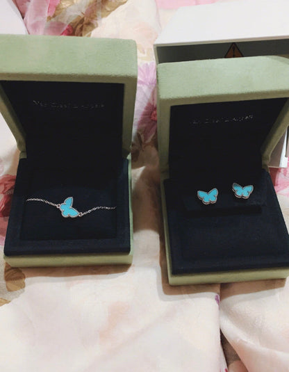 BUTTERFLY TURQUOISE SILVER EARRINGS