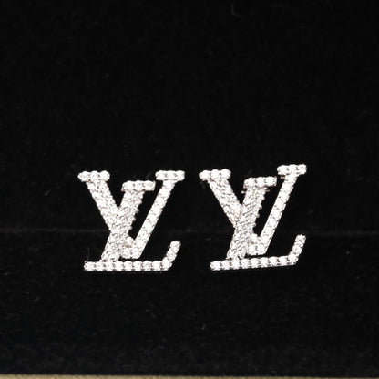 LV LOGO DIAMOND STUD EARRINGS