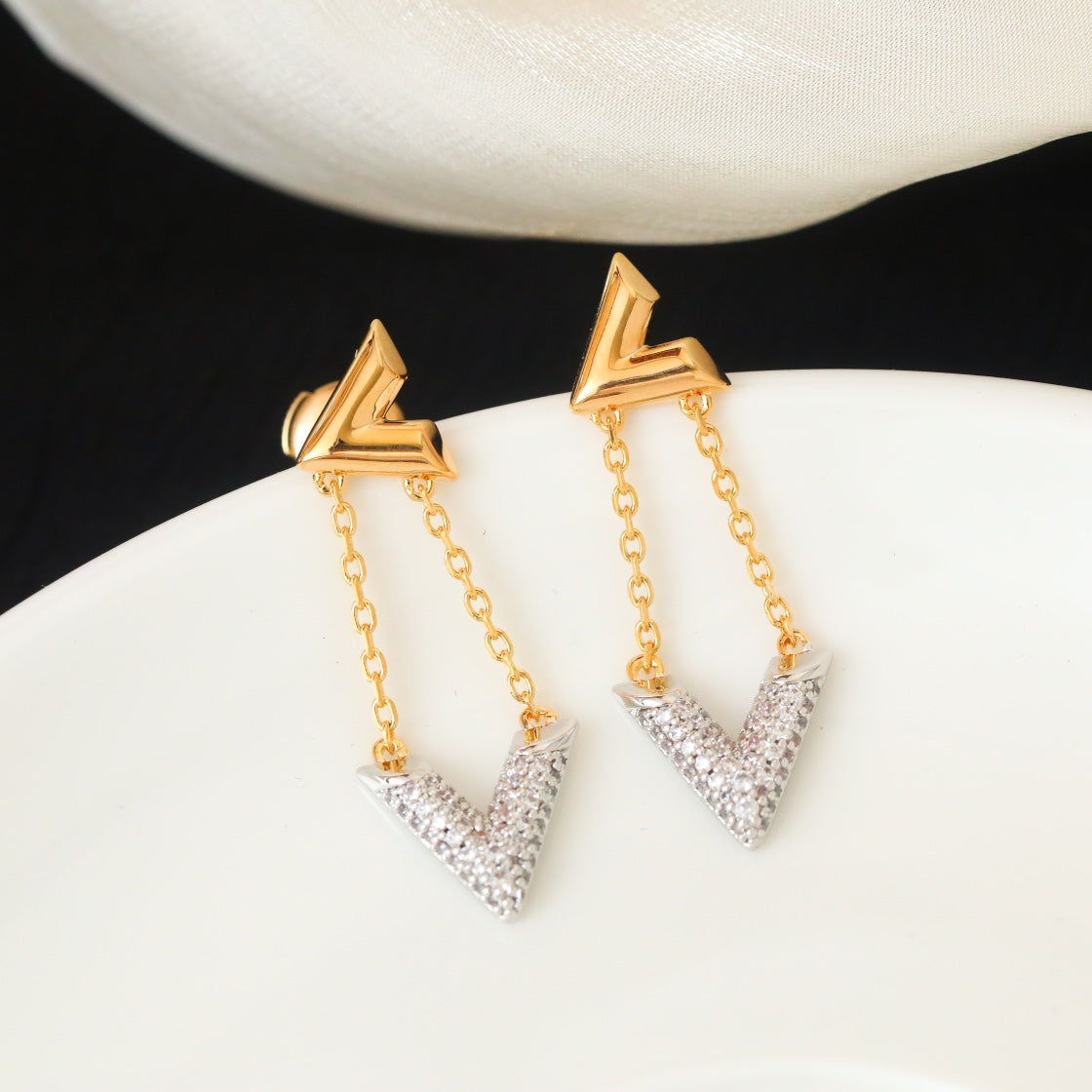 VOLT GOLD DIAMOND DROP EARRINGS