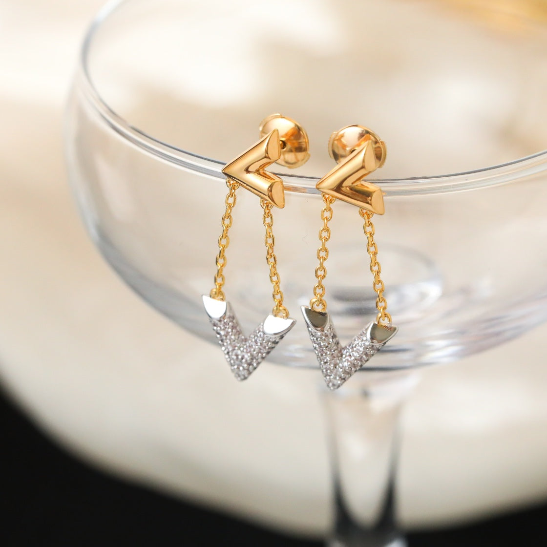 VOLT GOLD DIAMOND DROP EARRINGS