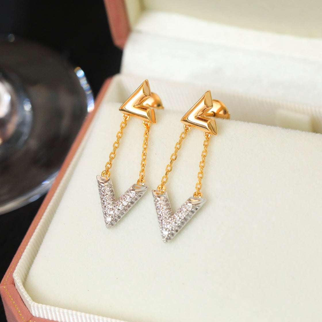 VOLT GOLD DIAMOND DROP EARRINGS