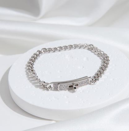 KELLY CHAIN SILVER DIAMOND BRACELET