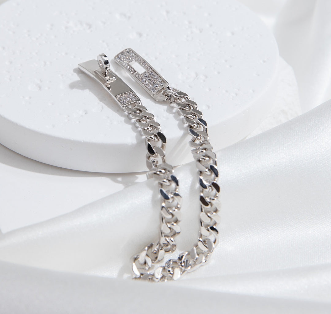 KELLY CHAIN SILVER DIAMOND BRACELET