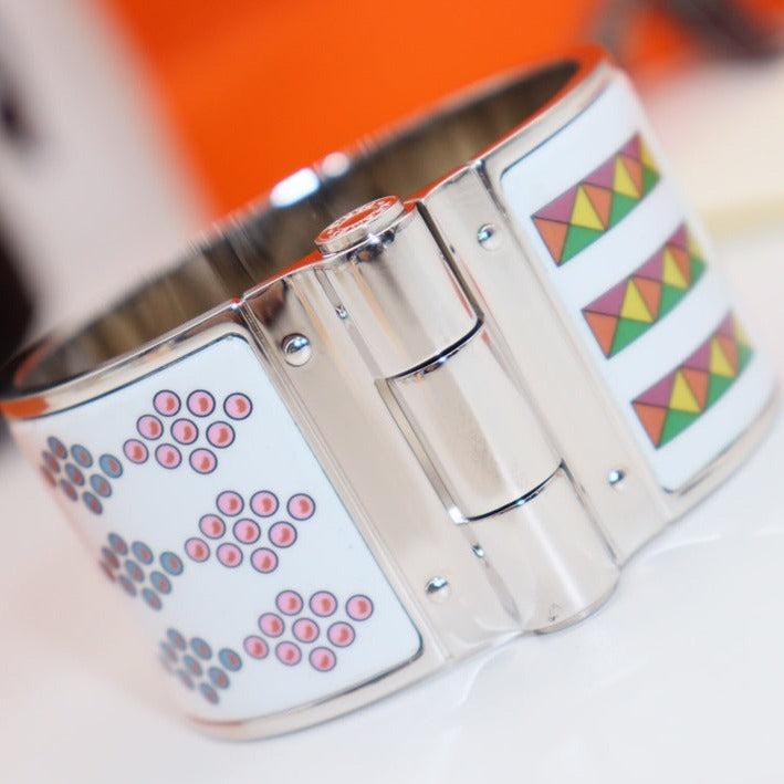 MULTICOLOR SILVER HINGED BRACELET 36MM