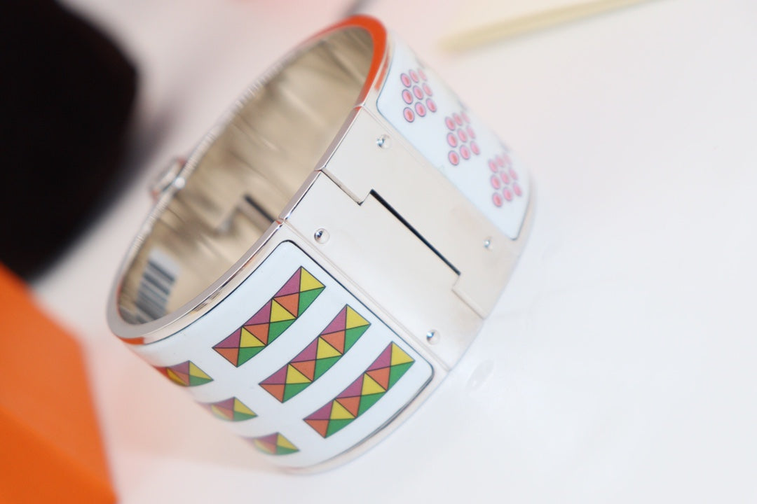 MULTICOLOR SILVER HINGED BRACELET 36MM