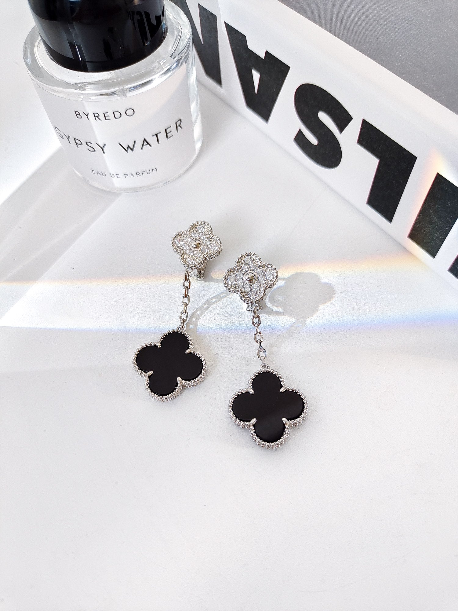 CLOVER 2 MOTIFS SILVER DIAMOND ONYX