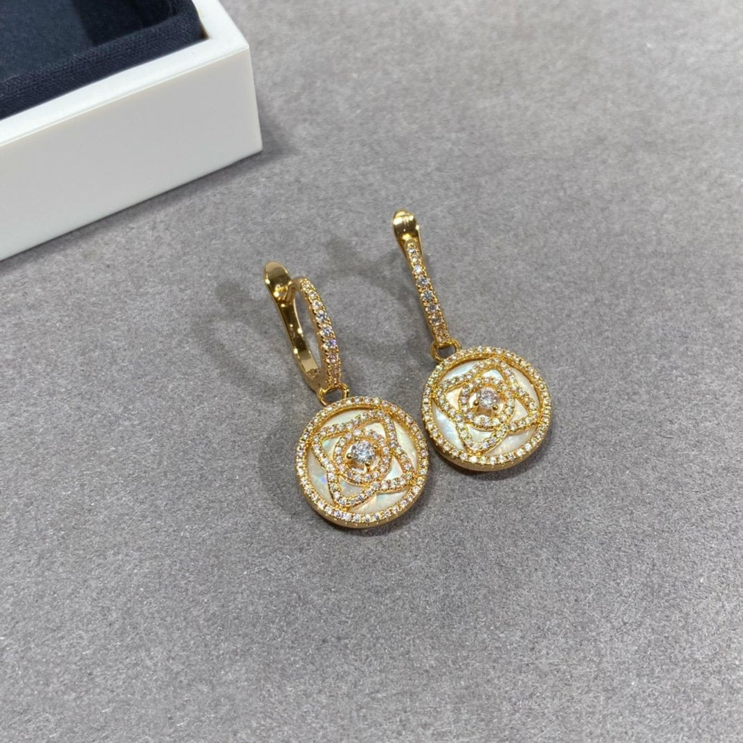 LOTUS DIAMOND MOP PINK GOLD EARRINGS