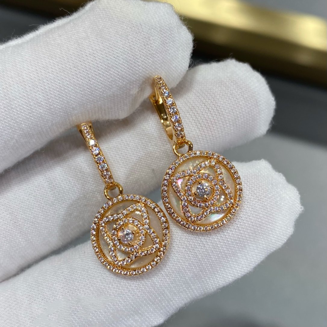 LOTUS DIAMOND MOP PINK GOLD EARRINGS