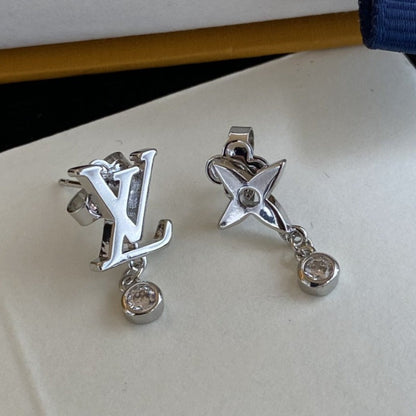 LV STAR DIAMOND SILVER STUD EARRINGS