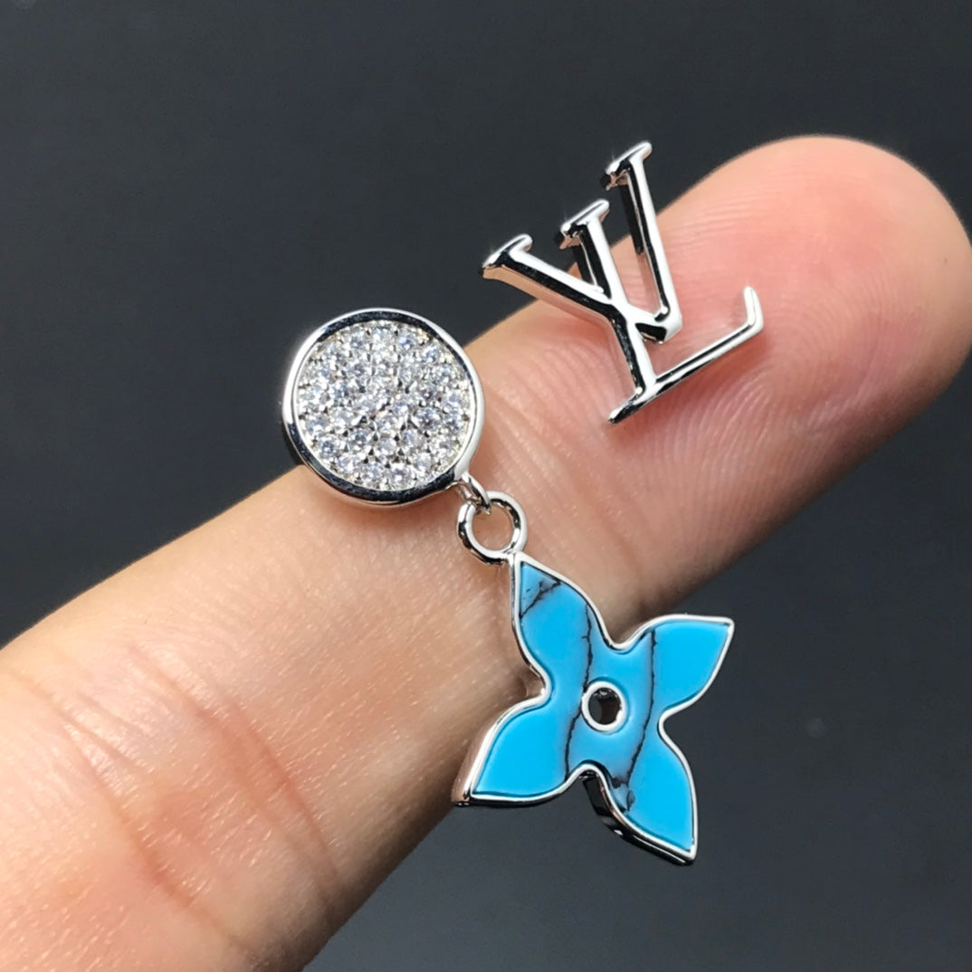 LV TURQUOISE DIAMOND SILVER EARRINGS