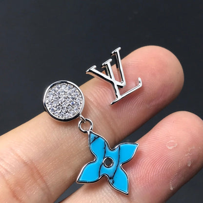 LV TURQUOISE DIAMOND SILVER EARRINGS