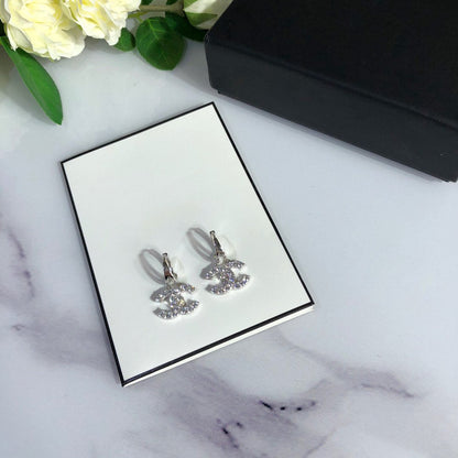 CC SILVER DIAMOND DROP EARRINGS