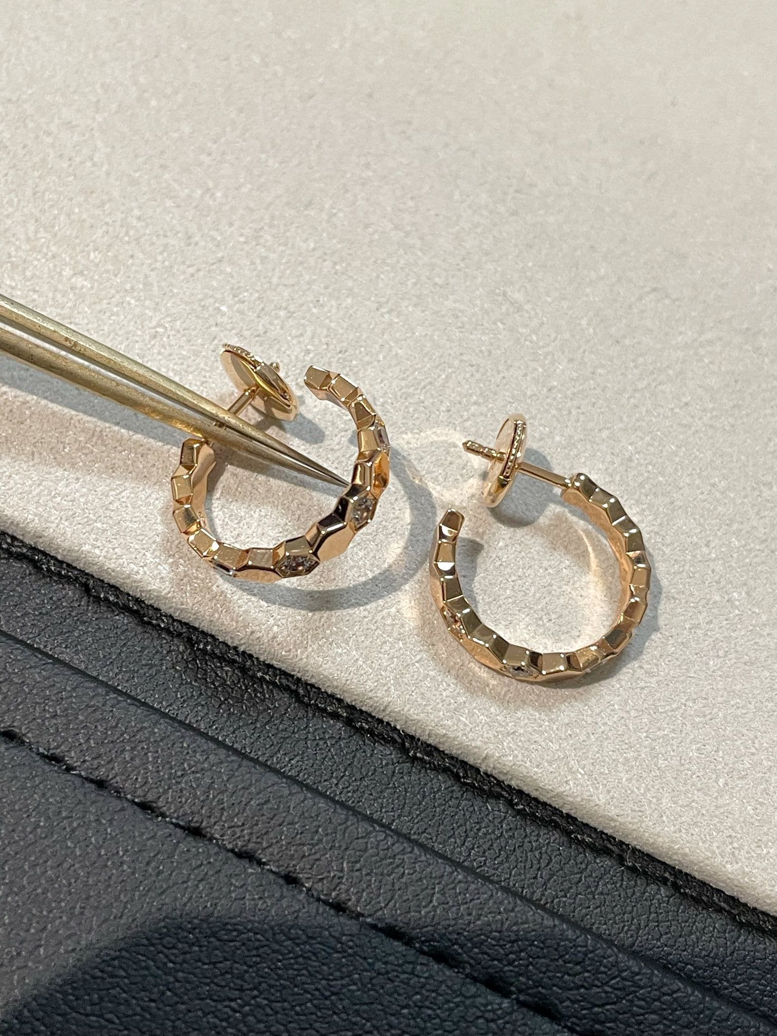 HONEE PINK GOLD DIAMOND HOOP EARRINGS