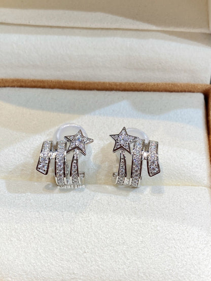 STAR DOUBLE ROW DIAMOND SILVER EARRNING