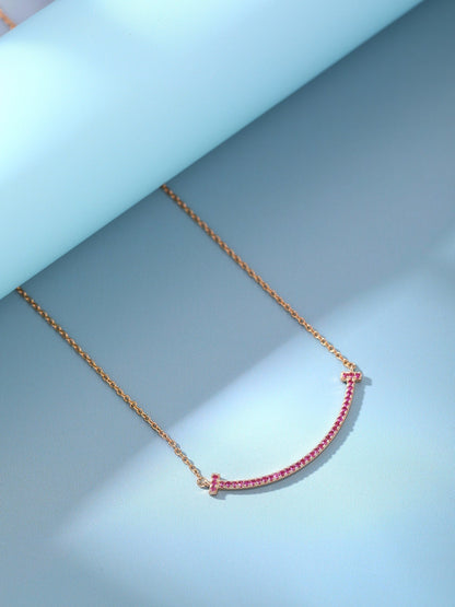 BIG SMILE PEDANT PINK DIAMOND NECKLACE