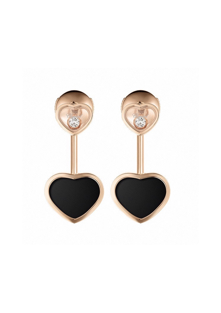 HAPPY HEART PINK GOLD DROP EARRINGS