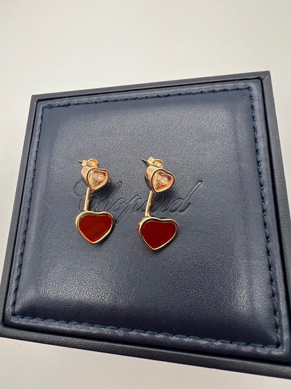 HAPPY HEART PINK GOLD DROP EARRINGS