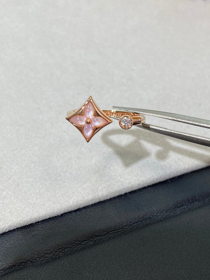 STAR 1 DIAMOND PINK MOP PINK GOLD RING