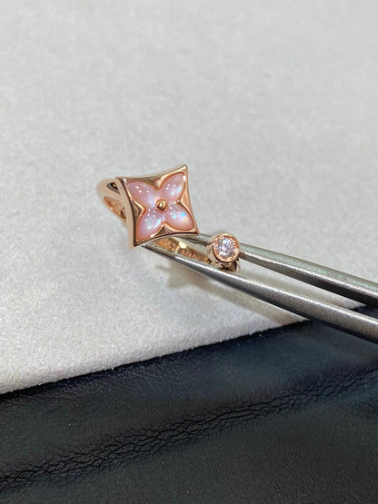 STAR 1 DIAMOND PINK MOP PINK GOLD RING