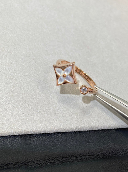 STAR 1 DIAMOND MOP PINK GOLD RING