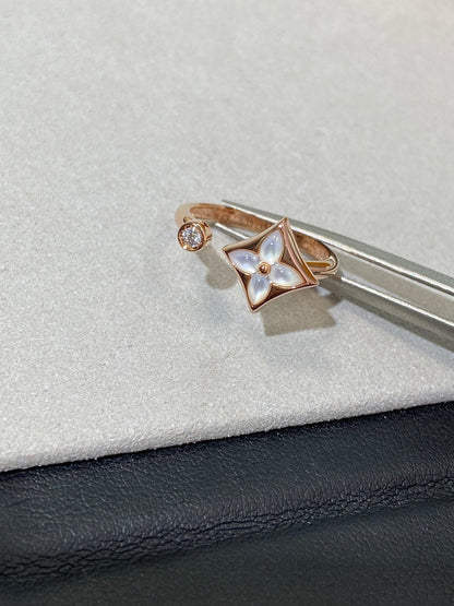 STAR 1 DIAMOND MOP PINK GOLD RING