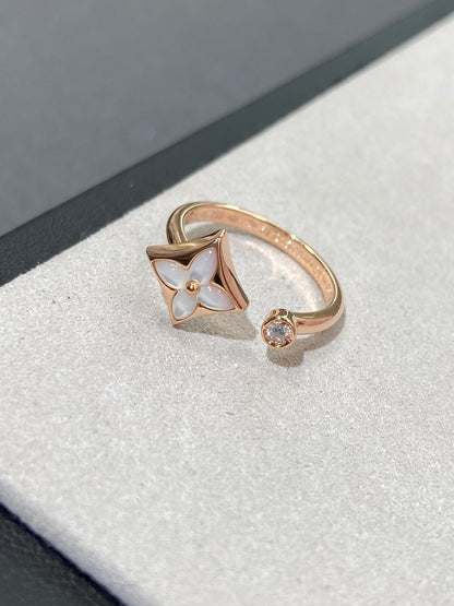 STAR 1 DIAMOND MOP PINK GOLD RING