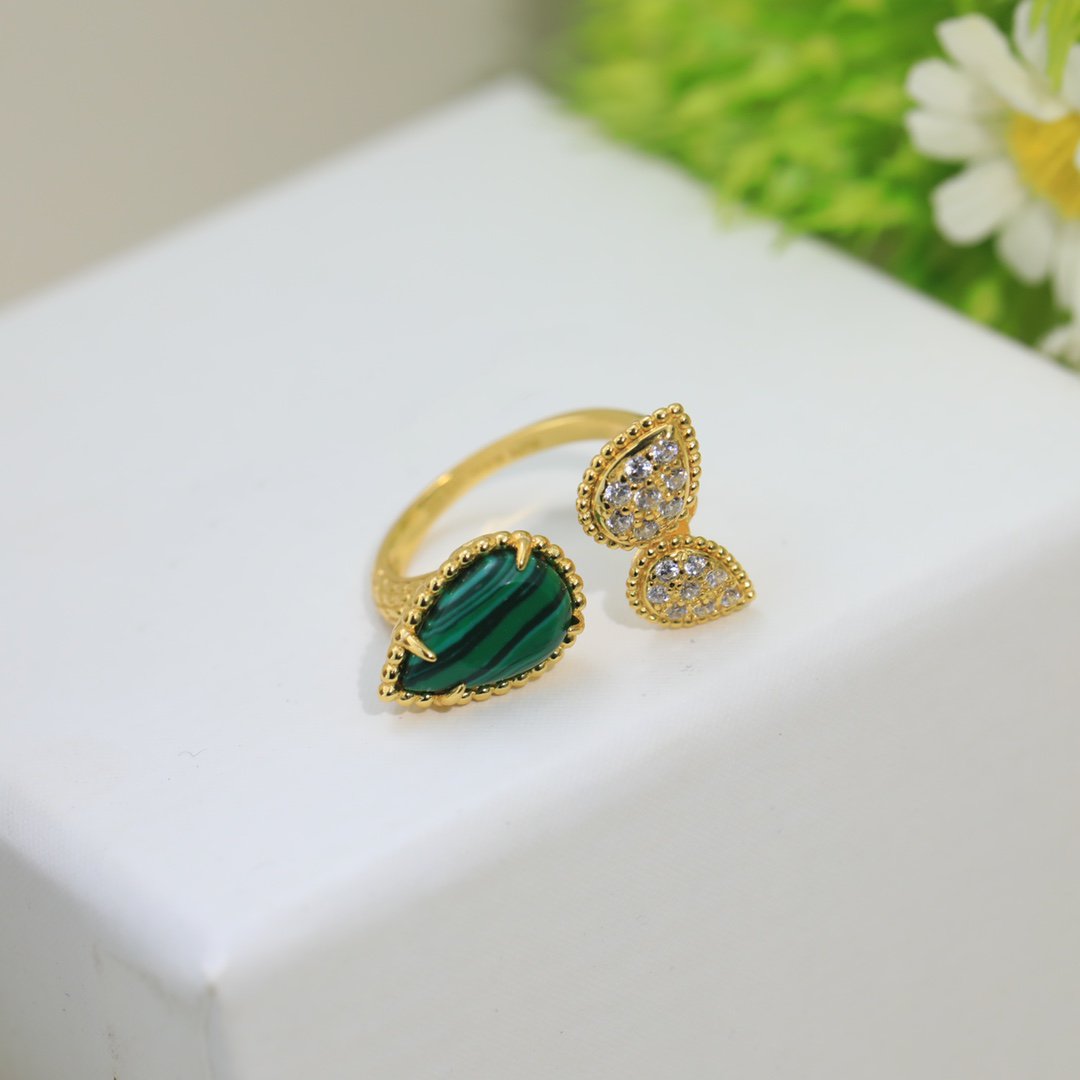 SERPENT BOHEME MALACHITE DIAMOND 3 MOTIF RING