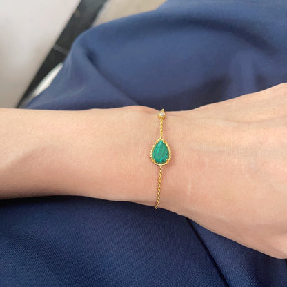 BOHEME MALACHITE GOLD CHAIN BRACELET