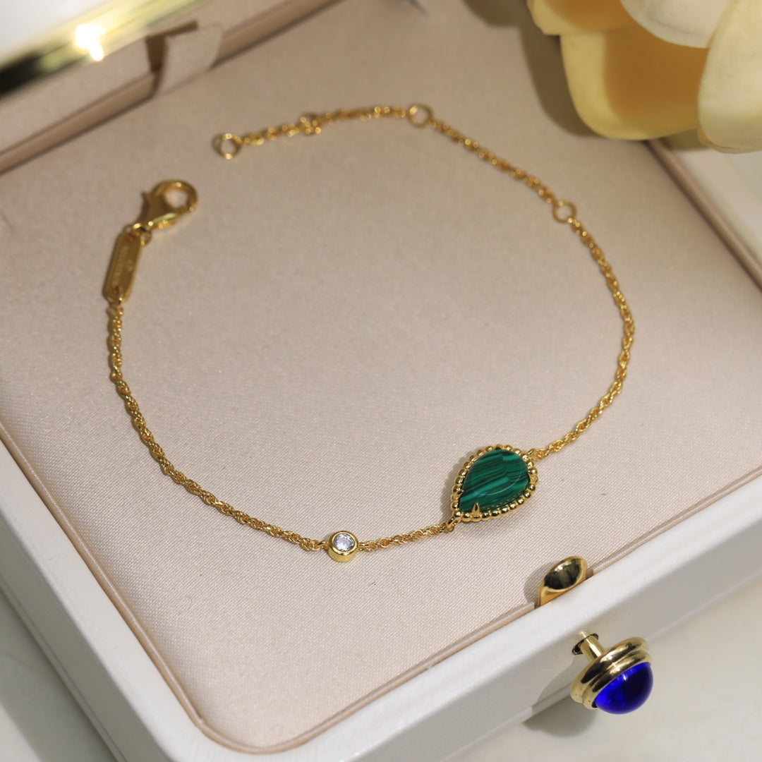 BOHEME MALACHITE GOLD CHAIN BRACELET