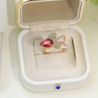 BOHEME 3 MOTIF CARNELIAN DIAMOND PINK GOLD RING