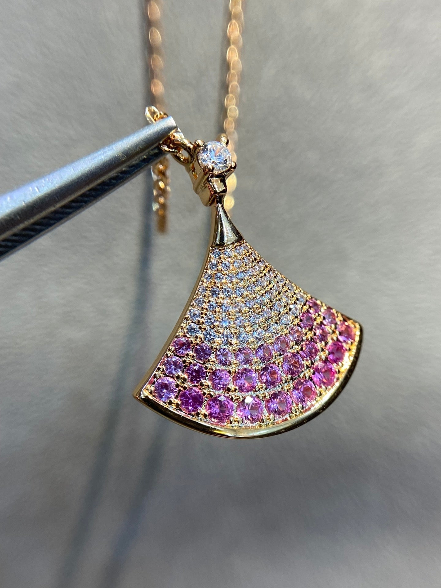 DREAM PINK DIAMOND PAVED NECKLACE