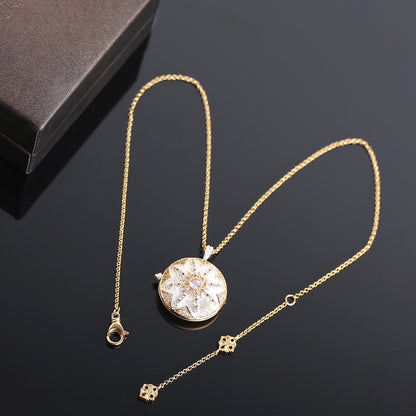 MARCRI CLASSIC CIRCLE PEDNANT PINK GOLD NECKLACE