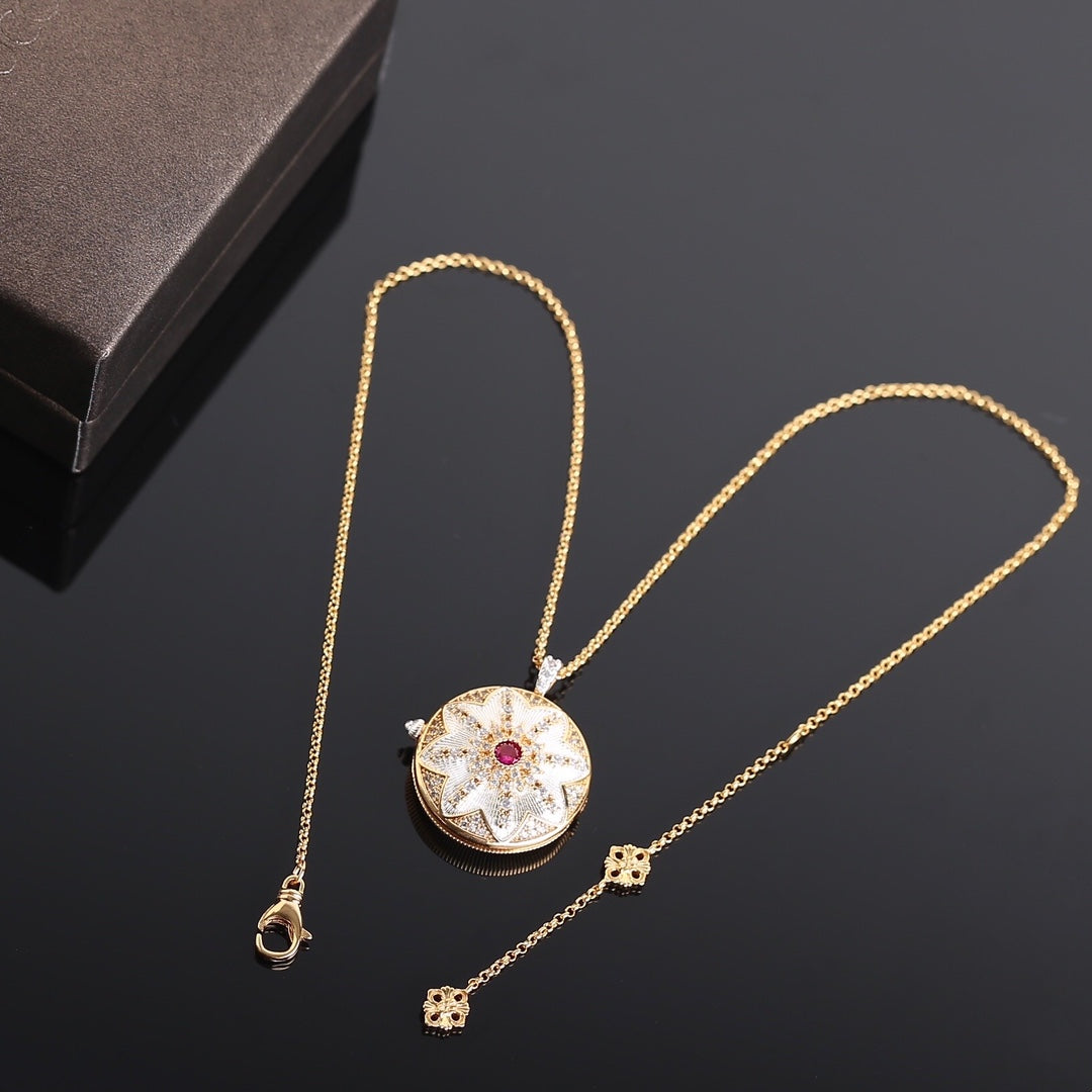 MARCRI CLASSIC CIRCLE PEDNANT PINK GOLD NECKLACE