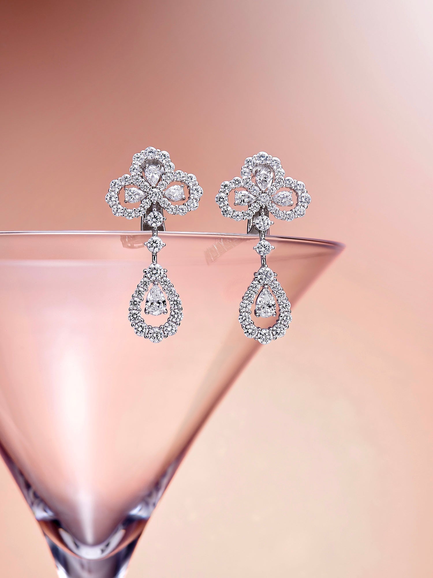 LOOP DIAMOND DROP SILVER EARRINGS