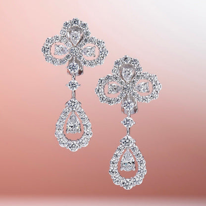 LOOP DIAMOND DROP SILVER EARRINGS