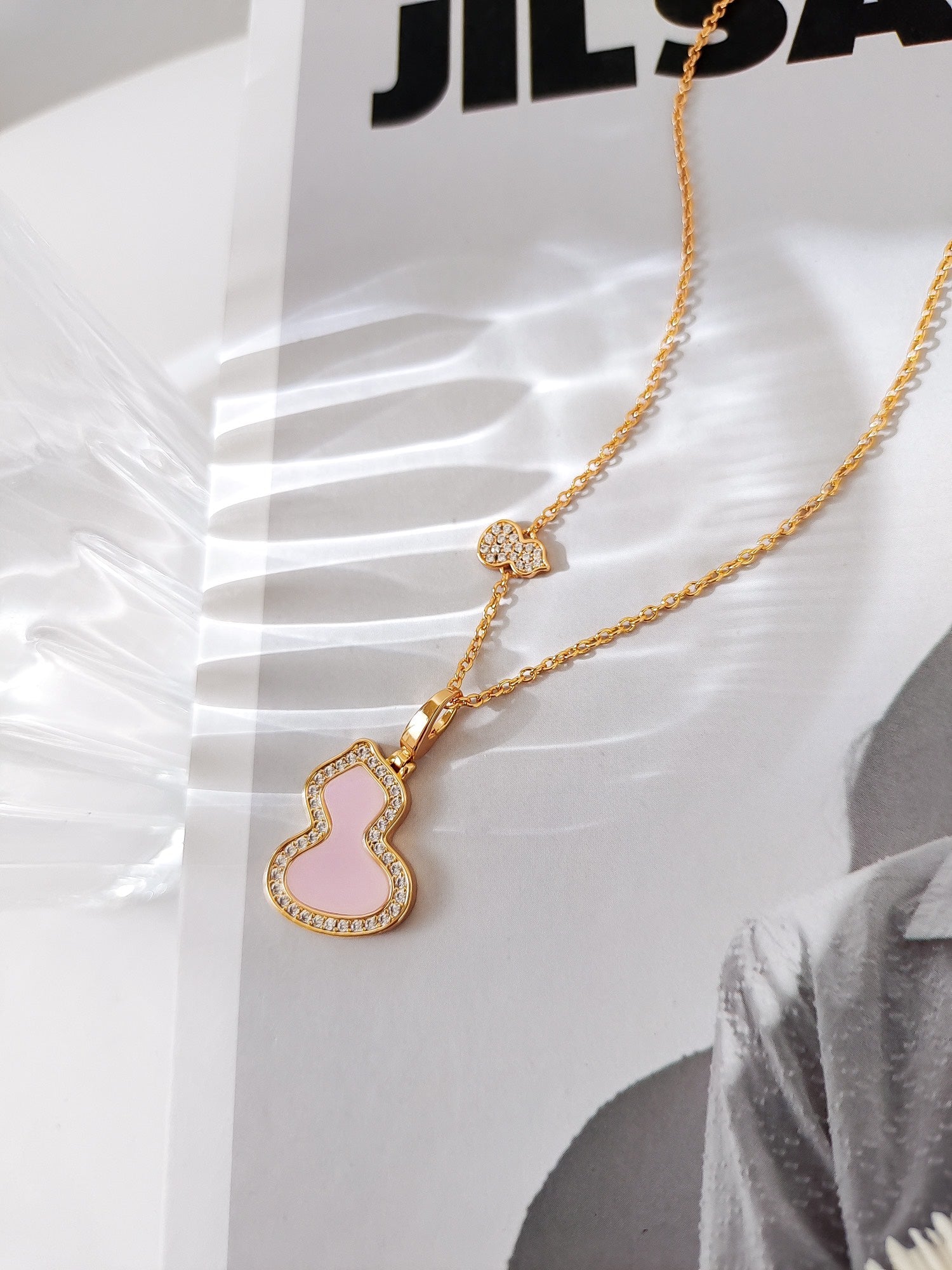 WULU 2 MOTIF PINK MOP PINK GOLD NECKLACE