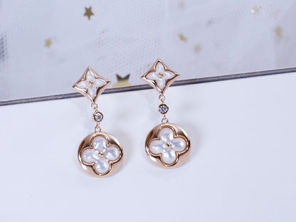 STAR AND SUN PINK GOLD MOP DROP EARRINGS