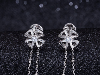 FIOREVER SILVER DIAMOND DROP EARRINGS